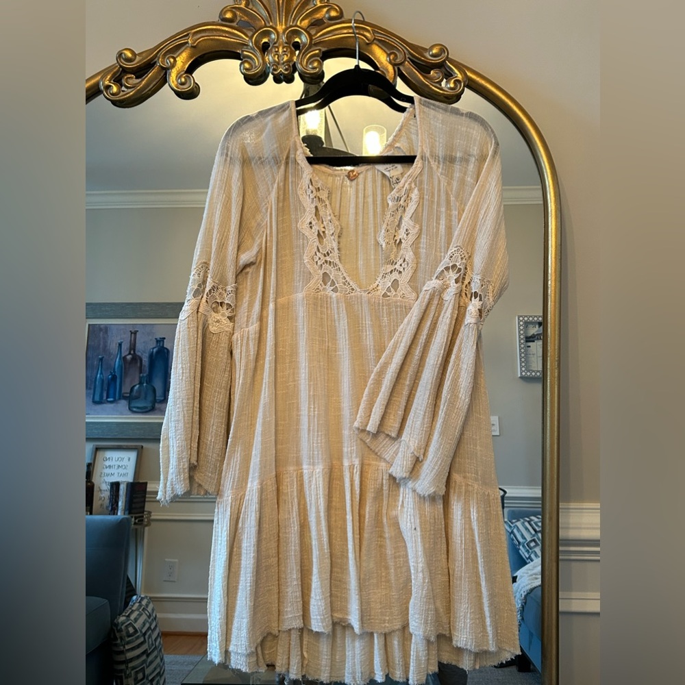Free People delicate cream dress with Slip